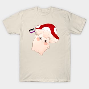 dancing and waving mushroom with asexual pride flag T-Shirt